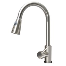 Torneira de Cozinha Gourmet Monocomando com Extensor Ducha Luxo - Aço Escovado - 1