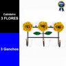 Cabideiro de Parede Suporte Artesanal 3 Ganchos Flor Amarela - 2
