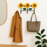 Cabideiro de Parede Suporte Artesanal 3 Ganchos Flor Amarela - 5