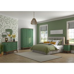 Guarda-roupa Rústico 3 Portas e 2 Gavetas - Madeira Maciça e Mdf - Verde - 2
