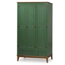 Ver imagem 1 de Guarda Roupa Solteiro Madeira Maciça Rústico 3 Portas 2 Gavetas Verde - Apaixone & Decore
