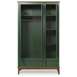 Guarda-roupa Rústico 3 Portas e 2 Gavetas - Madeira Maciça e Mdf - Verde - 3