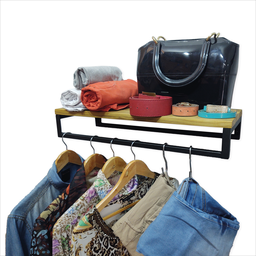 Cabideiro Arara para Roupas Estilo Industrial Ferro Madeira - 3