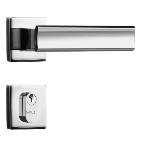 Fechadura para Porta de Entrada Mz640 Cromada 40mm com Roseta - 03640b3cr - Papaiz Fechadura 3400 R2