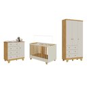 Ver imagem 2 de Quarto de Bebê Guarda Roupa 3 Portas Cômoda e Berço Minicama 4 em 1 Levy 100% MDF Yescasa Bege/Amênd