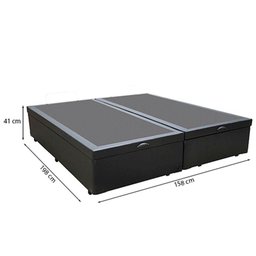 Cama Box Baú Queen 158 Tecido Sintético Preto com Colchão Marrocos - Poliéster - Espuma D33 30cm - 3