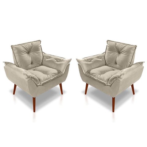 Kit C- 02 Poltronas Opala Luxo Suede Bege