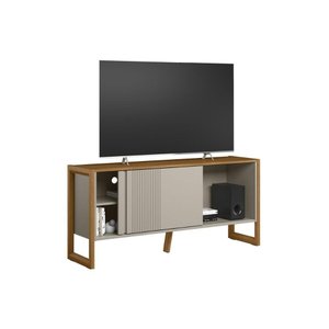 Rack Bancada P/ Tv até 55 Pol Gold 1 Pta 1 Prat C/ Pés 141x65cm Nature/off White - Linea Brasil