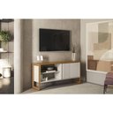 Ver imagem 2 de Rack Bancada P/ Tv até 55 Pol Gold 1 Pta 1 Prat C/ Pés 141x65cm Nature/off White - Linea Brasil