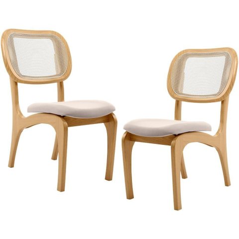 Kit 2 Cadeiras para Sala de Jantar Estofada e Tela Mariah L02 Seude Bege