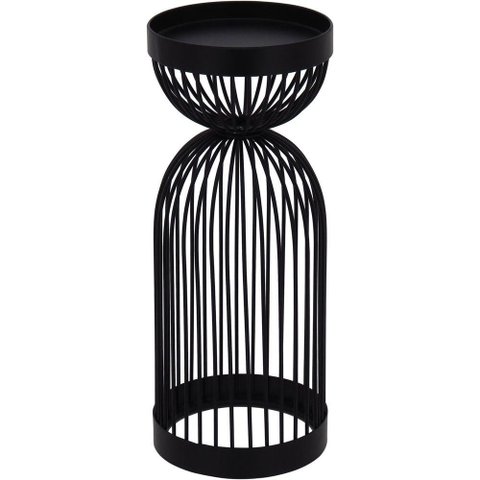 Castiçal Porta Vela Metal 26x10x10cm Preto