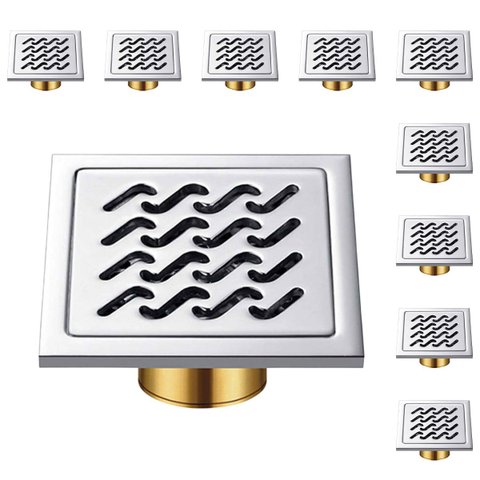 Ralo 10x10 de Aço Inox Kit 9 Uni Banheiro Lavabo Anti Odor Anti Inseto Resistente Higienico Seguro a