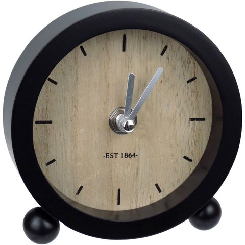 Relógio Decorativo de MDF Preto 11x11x3cm Parede Mesa Decoração Sala Cozinha