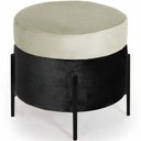 Ver imagem 1 de Puff Redondo Lewis 45x45cm Pés Preto Suede Preto/Suede Creme - Nexta Casa