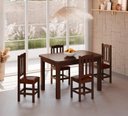 Ver imagem 1 de Mesa de Jantar Safira 120x88 com 4 Cadeiras Diamante Estofado Marrom:castanho