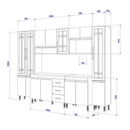 Cozinha Completa Predilleta Clara Modulada 6 Peças 295cm 15 Portas 3 Gavetas com Tampo Branco - 4