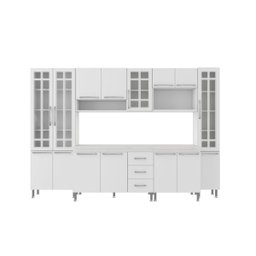 Cozinha Completa Predilleta Clara Modulada 6 Peças 295cm 15 Portas 3 Gavetas com Tampo Branco - 2