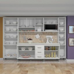 Cozinha Completa Predilleta Clara Modulada 6 Peças 295cm 15 Portas 3 Gavetas com Tampo Branco - 3