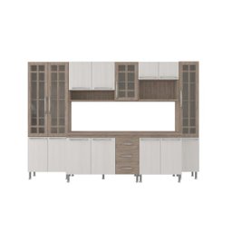 Cozinha Completa Predilleta Gabrieli Modulada 6 Peça 295cm 15 Porta 3 Gaveta com Tampo Nogal Salina - 2