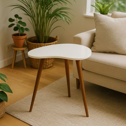 Mesa Lateral Feijão Alta Tampo Fino - Branco