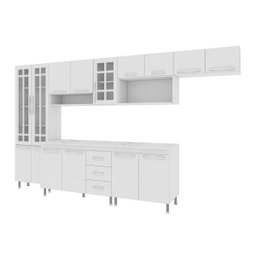 Cozinha Completa Predilleta Clara Modulada 6 Peças 330cm 15 Portas 3 Gavetas com Tampo Branco - 2