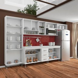 Cozinha Completa Predilleta Clara Modulada 6 Peças 330cm 15 Portas 3 Gavetas com Tampo Branco - 3