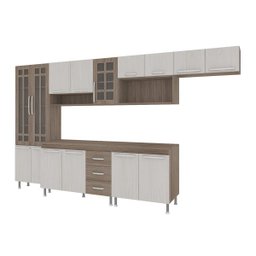 Cozinha Completa Predilleta Gabrieli Modulada 6 Peça 330cm 15 Porta 3 Gaveta com Tampo Nogal Salina - 2