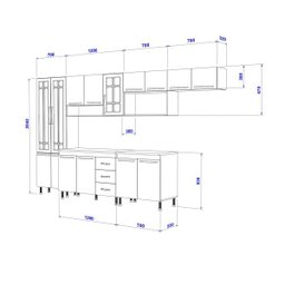 Cozinha Completa Predilleta Gabrieli Modulada 6 Peça 330cm 15 Porta 3 Gaveta com Tampo Nogal Salina - 4