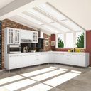 Ver imagem 1 de Cozinha Completa Predilleta Clara Modulada 7 Peças 600cm 16 Portas 6 Gavetas com Tampo Branco