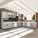 Ver imagem 3 de Cozinha Completa Predilleta Clara Modulada 7 Peças 600cm 16 Portas 6 Gavetas com Tampo Branco