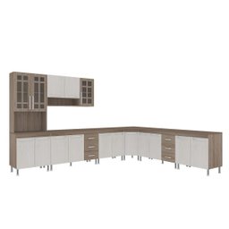 Cozinha Completa Predilleta Gabrieli Modulada 7 Peça 600cm 16 Porta 6 Gaveta com Tampo Nogal Salina - 2