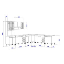 Cozinha Completa Predilleta Gabrieli Modulada 7 Peça 600cm 16 Porta 6 Gaveta com Tampo Nogal Salina - 4