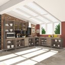 Ver imagem 3 de Cozinha Completa Predilleta Gabrieli Modulada 7 Peça 600cm 16 Porta 6 Gaveta com Tampo Nogal Salina