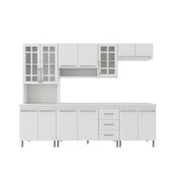 Cozinha Completa Predilleta Clara Modulada 5 Peças 260cm 13 Portas 3 Gavetas com Tampo Branco - 2