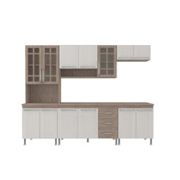 Cozinha Completa Predilleta Gabrieli Modulada 5 Peça 260cm 13 Porta 3 Gaveta com Tampo Nogal Salina - 2