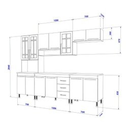 Cozinha Completa Predilleta Gabrieli Modulada 5 Peça 260cm 13 Porta 3 Gaveta com Tampo Nogal Salina - 4