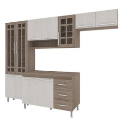 Cozinha Completa Predilleta Gabrieli Modulada 4 Peça 260cm 11 Porta 3 Gaveta com Tampo Nogal Salina - 2