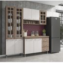 Ver imagem 1 de Cozinha Completa Predilleta Gabrieli Modulada 4 Peça 260cm 11 Porta 3 Gaveta com Tampo Nogal Salina