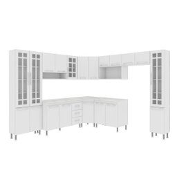 Cozinha Completa Predilleta Clara Modulada 9 Peças 515cm 20 Portas 3 Gavetas com Tampo Branco - 2