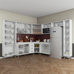 Cozinha Completa Predilleta Clara Modulada 9 Peças 515cm 20 Portas 3 Gavetas com Tampo Branco - 3