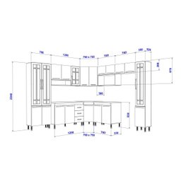 Cozinha Completa Predilleta Clara Modulada 9 Peças 515cm 20 Portas 3 Gavetas com Tampo Branco - 4