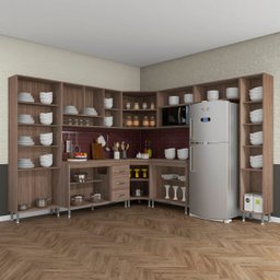 Cozinha Completa Predilleta Gabrieli Modulada 9 Peça 515cm 20 Porta 3 Gaveta com Tampo Nogal Salina - 3
