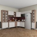 Ver imagem 1 de Cozinha Completa Predilleta Gabrieli Modulada 9 Peça 515cm 20 Porta 3 Gaveta com Tampo Nogal Salina