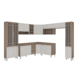 Cozinha Completa Predilleta Gabrieli Modulada 9 Peça 515cm 20 Porta 3 Gaveta com Tampo Nogal Salina - 2