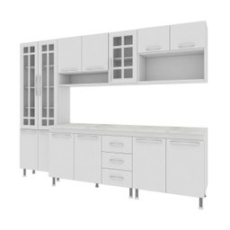 Cozinha Completa Predilleta Clara Modulada 5 Peças 260cm 13 Portas 3 Gavetas com Tampo Branco - 2