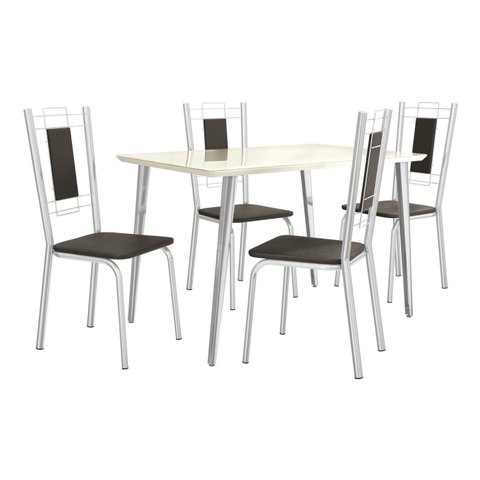 Conjunto de Mesa Completo com 4 Cadeiras Estofadas Cmc1022cr Kappesberg Crome