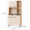Ver imagem 5 de Cozinha Compacta Armário Carol 90cm 5 Portas 1 Gaveta MDP Pintura UV Pés Reguláveis - Freijó/Offwhit