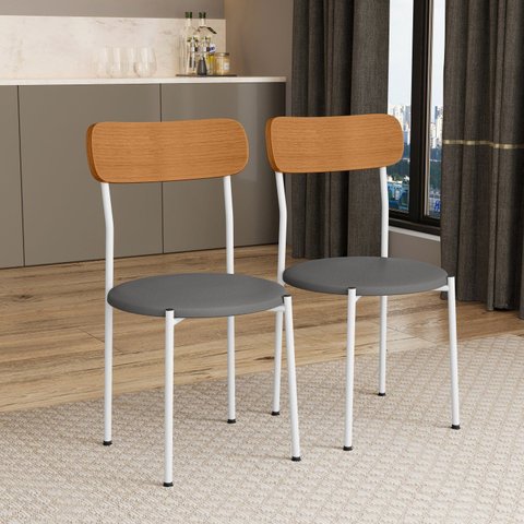 Kit 2 Cadeiras de Jantar Estofadas Ergonômicas 288 Cinza