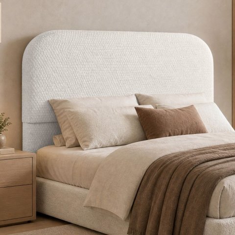 Cabeceira Cama Box King 195cm Orgânica Lanna W01 Bouclê Cru - Lyam Decor