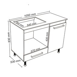 Balcão para Cooktop e Forno Predilleta Livia de 105cm 1 Porta e 1 Gaveta Branco - 2